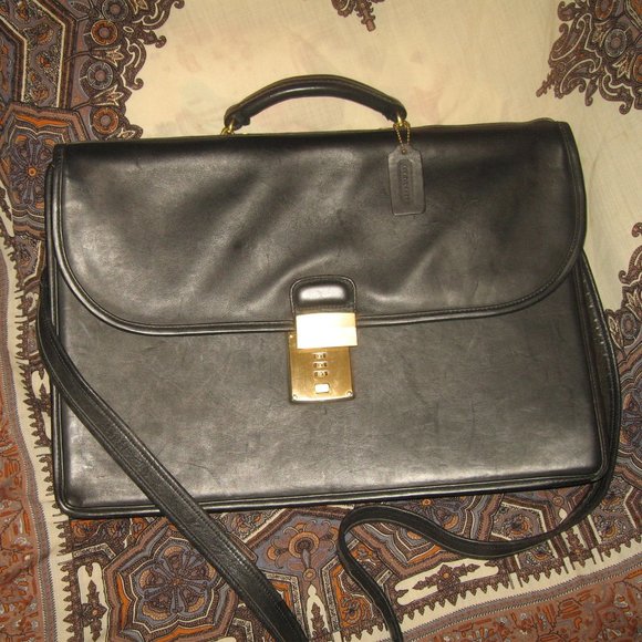 ❤️COACH DIPLOMAT 5353 Black Leather Attache Briefcase Valise w/Combo Lock … - Picture 2 of 10